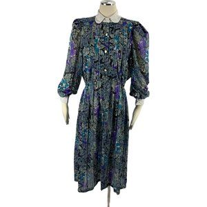 Leslie Fay 6 Vintage Dress Floral Granny Modest
